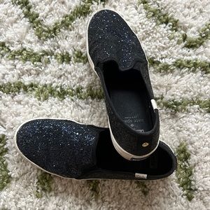 Keds x Kate Spade Navy sparkle slip ons